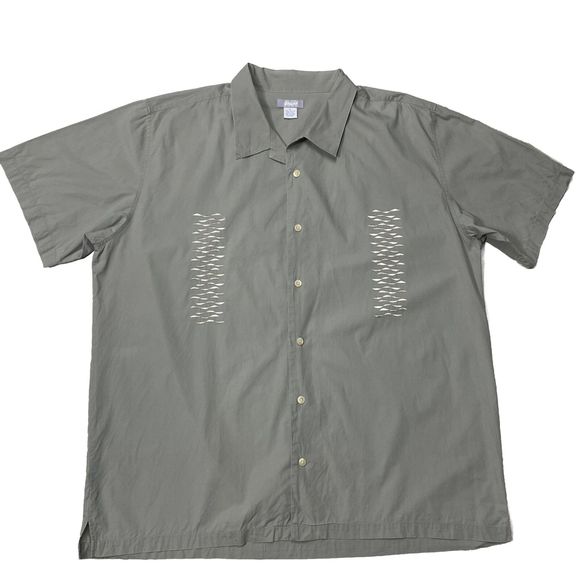 Utility Other - Utility Men’s Dress Shirt Gray Green XL Embroidered Short Sleeve Button Up